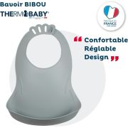 THERMOBABY Baveta pentru bebelusi cu sistem colector al hranei GRIS CHARME DNBTHE158029