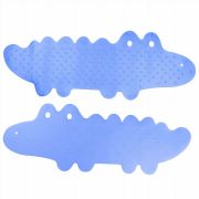 Covoras de baie, Bocioland, Antiderapant, Cu ventuze, Silicon, 33 x 90 cm, Crocodile Blue BYNBL148