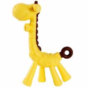 Jucarie de dentitie, Bocioland, Amelioareaza gingiile dureroase, Design ergonomic, Fara BPA, 0 luni+, Giraffe Yellow/Brown BYNBL805
