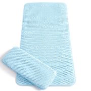 Set covoras antiderapant si genunchiera pentru baie bleu Clevamama SUPclvm_DU-7403