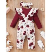 Set salopeta, body visiniu si bentita asortata mdtu64-r2