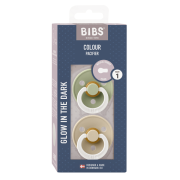 Bibs - set 2 suzete fosforescente colour glow latex, tetina rotunda, 0 luni +-sage/vanilla bbb110409
