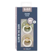 Bibs - set 2 suzete fosforescente colour glow latex, tetina rotunda, 0 luni +-sage/vanilla bbb110409