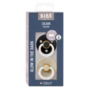 Bibs - set 2 suzete fosforescente colour glow latex, tetina rotunda, 18 luni +-black/vanilla bbb130251