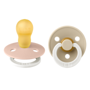 Bibs - set 2 suzete fosforescente colour glow latex, tetina rotunda, 18 luni +-blush/vanilla bbb130243