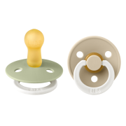 Bibs - set 2 suzete fosforescente colour glow latex, tetina rotunda, 6 luni +-sage/vanilla bbb120409