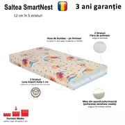 Pachet Promo Complet Pat Fete Creativ Frozen 2-8 Ani Cu Saltea 140/70/12 Cm Cu Lana, Protectie, Perna, Pilota Si Lenjerie