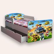 Patut Pentru Copii Paw Patrol 3 2-8 Ani Cu Sertar, Paravane Detasabile + Saltea Smartnest- CMG49440607568212SRTSMT