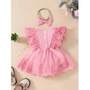 Body rochita, din muselina, cu danteluta si tulle mbtu70-de