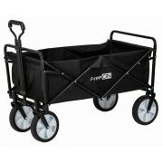 Carucior pliabil, FreeON, Pentru transportul diferitelor obiecte atat in casa, cat si in vacanta, Cu 2 buzunare, Maner reglabil 71-101 cm, Pana la 100 kg, 95x54x101 cm, Black BYN81606