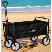 Carucior pliabil, FreeON, Pentru transportul diferitelor obiecte atat in casa, cat si in vacanta, Cu 2 buzunare, Maner reglabil 71-101 cm, Pana la 100 kg, 95x54x101 cm, Black BYN81606