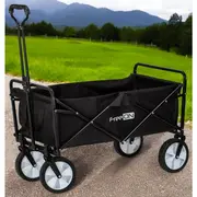 Carucior pliabil, FreeON, Pentru transportul diferitelor obiecte atat in casa, cat si in vacanta, Cu 2 buzunare, Maner reglabil 71-101 cm, Pana la 100 kg, 95x54x101 cm, Black BYN81606