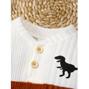 Costumas negru cu alb si maro pentru baietei - dino mbtu68-r2