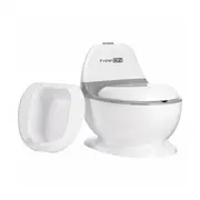 Olita educativa, FreeON, Trainer, Minitoaleta, Cu spatiu pentru hartie/servetele, Cu sunet realist de tras apa, Pana la 25 kg, 3 ani+, White/Grey BYN49249