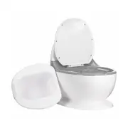 Olita educativa, FreeON, Trainer, Minitoaleta, Cu spatiu pentru hartie/servetele, Cu sunet realist de tras apa, Pana la 25 kg, 3 ani+, White/Grey BYN49249