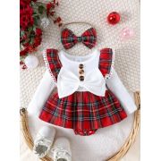 Rochita body alba cu carouri rosii mdtu78-r1