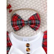 Rochita body alba cu carouri rosii mdtu78-r1