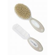 Set perie si pieptene, FreeON, Din peri naturali, 0 luni+, White BYN82818