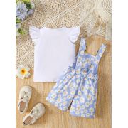 Set salopeta bleu si bluzita alba mdtu62-r2