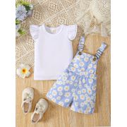 Set salopeta bleu si bluzita alba mdtu62-r2