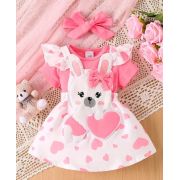 Set sarafan alb cu inimioare si body roz mbtu02-r2