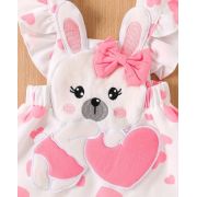 Set sarafan alb cu inimioare si body roz mbtu02-r2