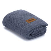 Patura tricotata blue, 100% bumbac organic, 80x100 cm, Fillikid