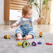 Jucarie din lemn - Sirag  pentru copii cu fructe si omide (15 piese)