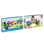 PolyM - Tren colorat de jucarie (63 piese)