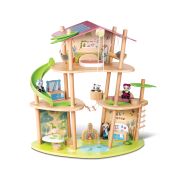 Jucarie din bambus - Casa ursilor Panda (25 piese)