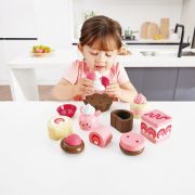Jucarie din lemn - Set desert cu capsuni (7 piese)