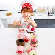 Jucarie din lemn - Set desert cu capsuni (7 piese)