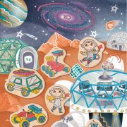 Kit de creat magneti pentru copii cu tematica Spatiu - 17 piese