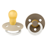 Bibs - set 2 suzete fosforescente colour glow latex, tetina rotunda, 18 luni +-vanilla/dark oak bbb130368