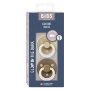Bibs - set 2 suzete fosforescente colour glow latex, tetina rotunda, 18 luni +-vanilla/dark oak bbb130368