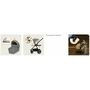 Carucior 3 in 1, Lionelo, Meril, Cu landou de dimensiune XL, Reversibil, Cu scoica auto testata ADAC, Cu accesorii, Pana la 22 kg, Conform cu EN1888-1 EN1888-2, EN1466, Gri BYNLO-MERIL_3IN1_GREY_STONE