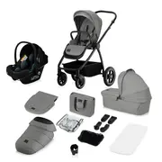 Carucior 3 in 1, Lionelo, Meril, Cu landou de dimensiune XL, Reversibil, Cu scoica auto testata ADAC, Cu accesorii, Pana la 22 kg, Conform cu EN1888-1 EN1888-2, EN1466, Gri BYNLO-MERIL_3IN1_GREY_STONE