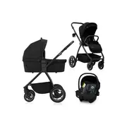 Carucior 3 in 1, Lionelo, Meril, Cu landou de dimensiune XL, Reversibil, Cu scoica auto testata ADAC, Cu accesorii, Pana la 22 kg, Conform cu EN1888-1 EN1888-2, EN1466, Negru BYNLO-MERIL_3IN1_BLACK_ONYX