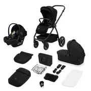 Carucior 3 in 1, Lionelo, Meril, Cu landou de dimensiune XL, Reversibil, Cu scoica auto testata ADAC, Cu accesorii, Pana la 22 kg, Conform cu EN1888-1 EN1888-2, EN1466, Negru BYNLO-MERIL_3IN1_BLACK_ONYX