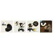 Carucior 3 in 1, Lionelo, Meril, Cu landou de dimensiune XL, Reversibil, Cu scoica auto testata ADAC, Cu accesorii, Pana la 22 kg, Conform cu EN1888-1 EN1888-2, EN1466, Negru BYNLO-MERIL_3IN1_BLACK_ONYX