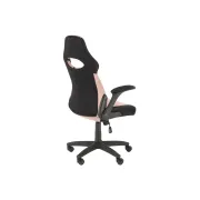 Scaun birou copii hm bloom, stofa/mesh, baza polipropilena, mecanism de balans, cotiere rabatabile, rotatie 360°, roz/negru drm10051