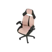 Scaun birou copii hm bloom, stofa/mesh, baza polipropilena, mecanism de balans, cotiere rabatabile, rotatie 360°, roz/negru drm10051