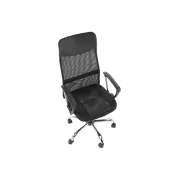 Scaun de birou ergonomic hm nuble, mesh, cadru metalic, sezut piele ecologica, inaltime ajustabila, mecanism balansare,100 kg, negru drm10408