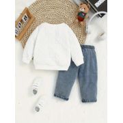 Costumas cu bluzita alba si blugi pentru baietei mbtu77-de