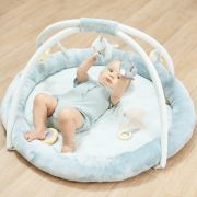 Salteluta interactiva, Nattou, Romeo, Jules & Sally, Cu 5 jucarii detasabile, 25 de activitati pentru stimularea simturilor, Moale si confortabila, Blue BYN950268