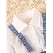 Sarafan de blugi cu camasuta alba pentru fetite mbtu30-r2
