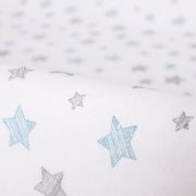 Set 2 huse, Ceba Baby, Pentru saltea de infasat, 50x70 cm, Certificat Oeko-Tex Standard 100, Bumbac, Blue/Blue Stars BYNW-829-160-603