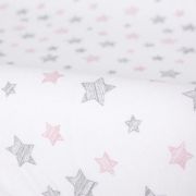 Set 2 huse, Ceba Baby, Pentru saltea de infasat, 50x70 cm, Certificat Oeko-Tex Standard 100, Bumbac, Pink/Pink Stars BYNW-829-130-604