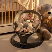 Leagan electric pentru bebelusi cu spatar reglabil si senzor de miscare, AppeKids Evoque - Powder Grey KRTAK275961