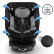 Scaun auto cu isofix kidwell gocar, grupa 40-135 cm, i-size, omologare r129 - negru-gri edeedifosagoc03a0
